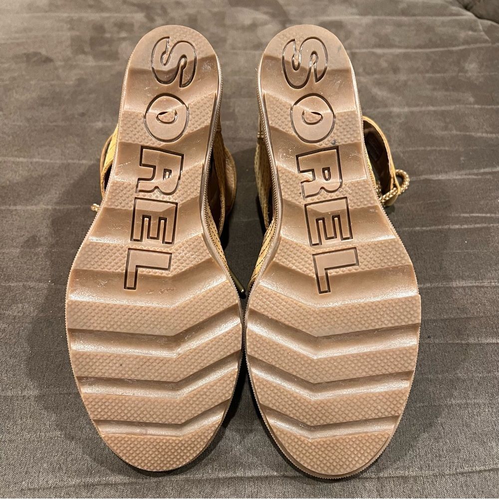 Sorel Joanie II Lace Wedge Sandal Camel Brown Size 9 - Picture 11 of 13